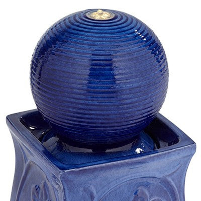 Periwinkle 29 1/4" High Large Zen Outdoor Decor Blue Ceramic Floor Fountain With Light LED Standing Outside Garden Patio Yard