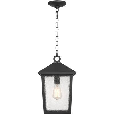 John Timberland Westmont 15 3/4" High Modern Outdoor Pendant Light Fixture Ceiling Porch House Hanging Sand Black Aluminum Seeded Glass Shade