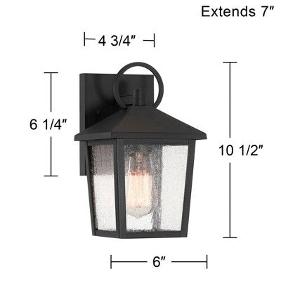 John Timberland Westmont 10 1/2" High Modern Outdoor Wall Light Fixture Mount Porch House Exterior Set Of 2 Sand Black Aluminum Seeded Glass Shade