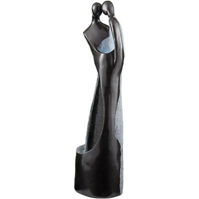 Modern Couple 47" High Large Indoor Outdoor Decor Black Resin Floor Fountain With Light LED Standing Outside Garden Patio Yard