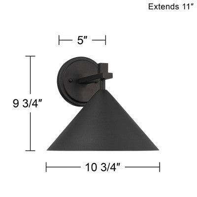 John Timberland Apex 9 3/4" High Modern Outdoor Wall Light Fixture Mount Porch House Exterior Dark Sky Weatherproof Textured Black Finish Metal