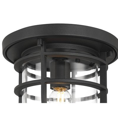 John Timberland Ballast 7 3/4" High Textured Black Outdoor Flush-Mount Ceiling Light
