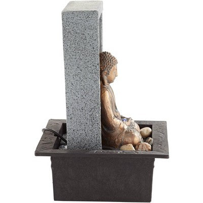 Meditating Buddha 11" High Small Indoor Decor Faux Stone Tabletop Fountain Waterfall Desk Relaxation Bedroom Living Room