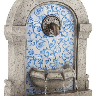 Manhasset 30 1/4" High Large Italian Outdoor Decor Blue Faux Stone Floor Fountain Waterfall Outside Garden Patio Yard Backyard