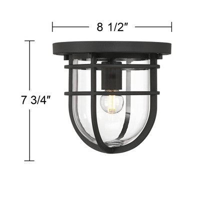 John Timberland Ballast 7 3/4" High Textured Black Outdoor Flush-Mount Ceiling Light