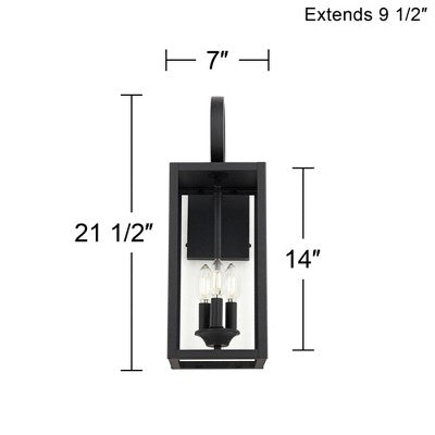 John Timberland Mira Modern Outdoor Wall Light Fixture Flat Black 21 1/2" Clear Glass For Post Exterior Barn Deck House Porch Yard Posts Patio Home