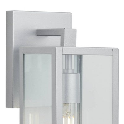 John Timberland Titan Modern Outdoor Wall Light Fixture Silver Metal Rectangular Frame 14" Clear Glass For Post Exterior Barn Deck House