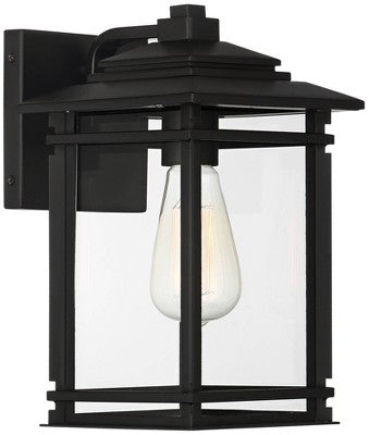 John Timberland North House Mission Outdoor Wall Light Fixtures Set Of 2 Matte Black 12" Clear Glass For Post Exterior Barn Deck House Porch