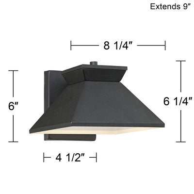 John Timberland Whatley Rustic Industrial Outdoor Wall Light Fixtures Set Of 2 Black Metal LED 6 1/4" For Post Exterior Barn Deck House