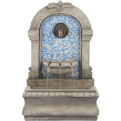 Manhasset 30 1/4" High Large Italian Outdoor Decor Blue Faux Stone Floor Fountain Waterfall Outside Garden Patio Yard Backyard