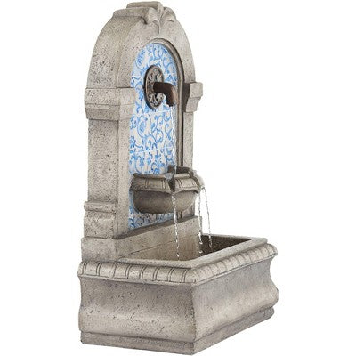 Manhasset 30 1/4" High Large Italian Outdoor Decor Blue Faux Stone Floor Fountain Waterfall Outside Garden Patio Yard Backyard