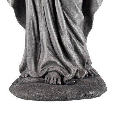 John Timberland Virgin Mary Statue Sculpture Decor Outdoor Garden Front Porch Patio Yard Outside Home Balcony Gray Stone Finish Ceramic 29" Tall