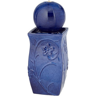 Periwinkle 29 1/4" High Large Zen Outdoor Decor Blue Ceramic Floor Fountain With Light LED Standing Outside Garden Patio Yard