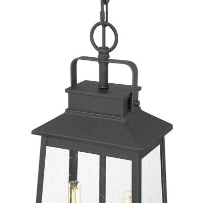John Timberland Jubliee 19 1/4" High Modern Outdoor Pendant Light Fixture Ceiling Porch House Exterior 2-Light Hanging Black Metal Clear Glass Shade