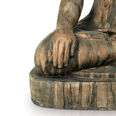John Timberland Sitting Buddha Statue Sculpture Zen Decor Outdoor Garden Front Porch Patio Yard Outside Weathered Light Sandstone Finish 29 1/2" Tall