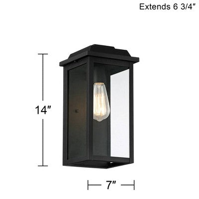 John Timberland Eastcrest Modern Outdoor Wall Light Fixture Textured Black 14" Clear Glass Panels For Post Exterior Barn Deck House Porch Yard Patio