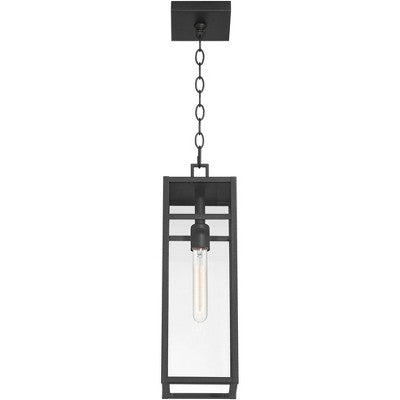 John Timberland San Lucas 19 1/2" High Modern Outdoor Pendant Light Fixture Ceiling Porch House Exterior Hanging Sand Black Metal Clear Glass Shade