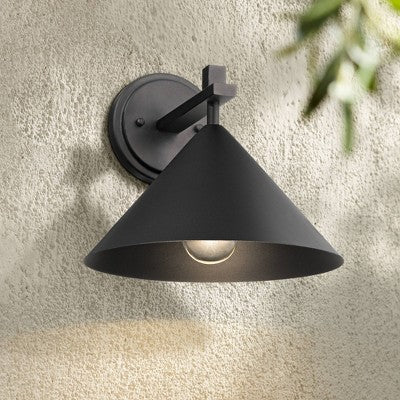 John Timberland Apex 9 3/4" High Modern Outdoor Wall Light Fixture Mount Porch House Exterior Dark Sky Weatherproof Textured Black Finish Metal