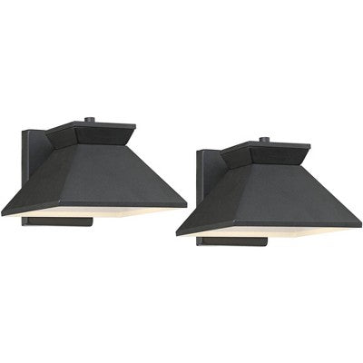 John Timberland Whatley Rustic Industrial Outdoor Wall Light Fixtures Set Of 2 Black Metal LED 6 1/4" For Post Exterior Barn Deck House