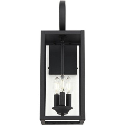 John Timberland Mira Modern Outdoor Wall Light Fixture Flat Black 21 1/2" Clear Glass For Post Exterior Barn Deck House Porch Yard Posts Patio Home