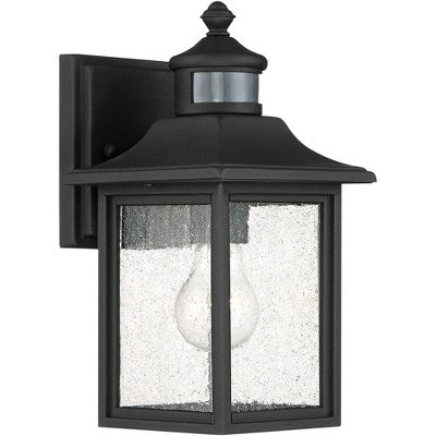 John Timberland Moray Bay Mission Outdoor Wall Light Fixture Black Motion Sensor Dusk To Dawn 11 1/2" Seedy Glass For Post Exterior Barn Deck House