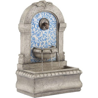 Manhasset 30 1/4" High Large Italian Outdoor Decor Blue Faux Stone Floor Fountain Waterfall Outside Garden Patio Yard Backyard