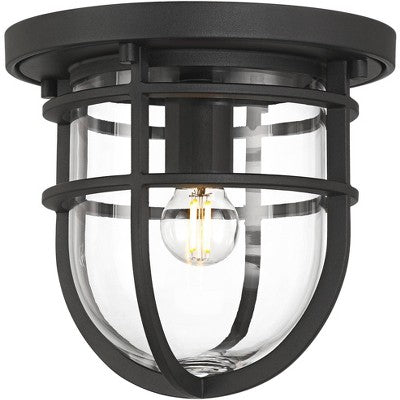 John Timberland Ballast 7 3/4" High Textured Black Outdoor Flush-Mount Ceiling Light