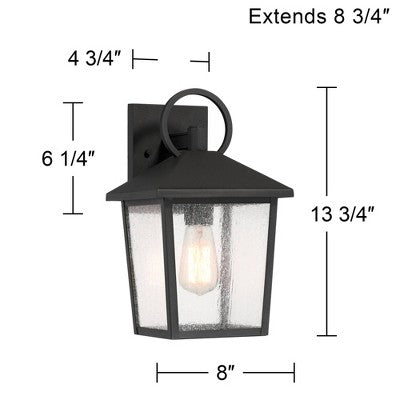 John Timberland Westmont 13 3/4" High Modern Outdoor Wall Light Fixture Mount Porch House Set Of 2 Weatherproof Sand Black Aluminum Seeded Glass Shade