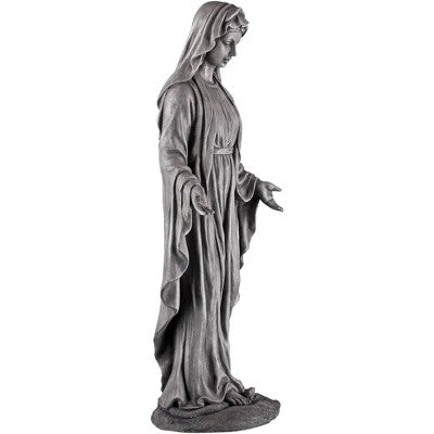John Timberland Virgin Mary Statue Sculpture Decor Outdoor Garden Front Porch Patio Yard Outside Home Balcony Gray Stone Finish Ceramic 29" Tall