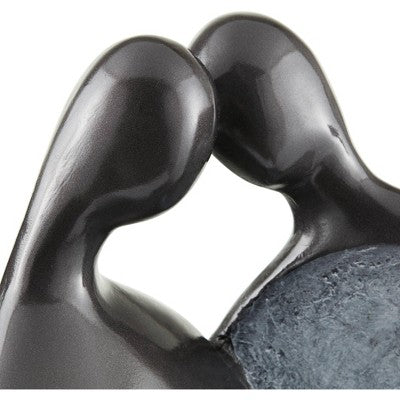 Modern Couple 47" High Large Indoor Outdoor Decor Black Resin Floor Fountain With Light LED Standing Outside Garden Patio Yard