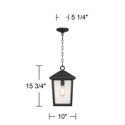 John Timberland Westmont 15 3/4" High Modern Outdoor Pendant Light Fixture Ceiling Porch House Hanging Sand Black Aluminum Seeded Glass Shade