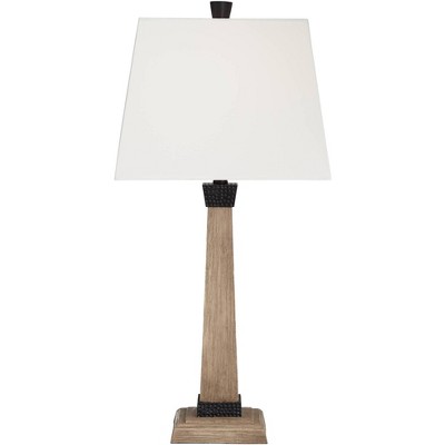 John Timberland Buchan Rustic Farmhouse Table Lamps 29 1/2" Tall Set Of 2 Faux Wood Oatmeal Square Shade For Bedroom Living Room Bedside Nightstand