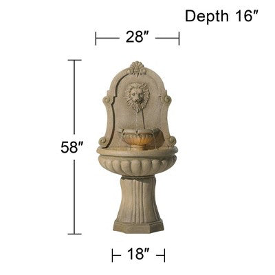Royal Savanna Lion 58" High Large Italian Indoor Outdoor Decor Faux Stone Floor Fountain With Light LED Outside Garden Patio