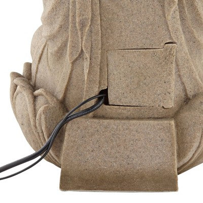 Calm Buddha 22" High Large Indoor Outdoor Decor Sand Stone Floor Fountain With Light LED Waterfall Outside Garden Patio