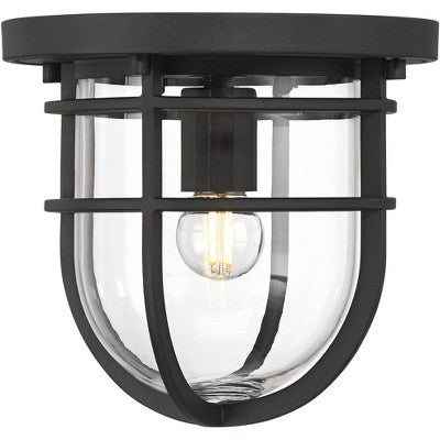 John Timberland Ballast 7 3/4" High Textured Black Outdoor Flush-Mount Ceiling Light