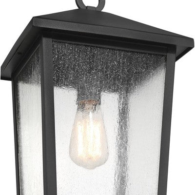 John Timberland Westmont 15 3/4" High Modern Outdoor Pendant Light Fixture Ceiling Porch House Hanging Sand Black Aluminum Seeded Glass Shade