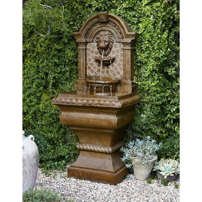 Royal Lions Head 51" High Large Italian Outdoor Decor Faux Stone Floor Fountain With Light Waterfall Outside Garden Patio Yard
