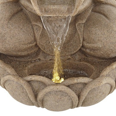 Calm Buddha 22" High Large Indoor Outdoor Decor Sand Stone Floor Fountain With Light LED Waterfall Outside Garden Patio