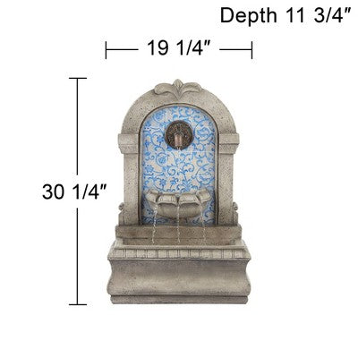 Manhasset 30 1/4" High Large Italian Outdoor Decor Blue Faux Stone Floor Fountain Waterfall Outside Garden Patio Yard Backyard