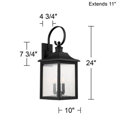 John Timberland Moray Bay Mission Outdoor Wall Light Fixture Black Lantern 24" Clear Seedy Glass For Post Exterior Barn Deck House Porch Yard Patio