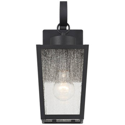 John Timberland Thebes 13 1/4" High Farmhouse Rustic Outdoor Wall Light Fixture Mount Porch House Weatherproof Textured Black Finish Clear Glass Shade