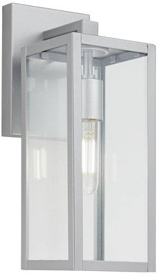 John Timberland Titan Modern Outdoor Wall Light Fixture Silver Metal Rectangular Frame 14" Clear Glass For Post Exterior Barn Deck House