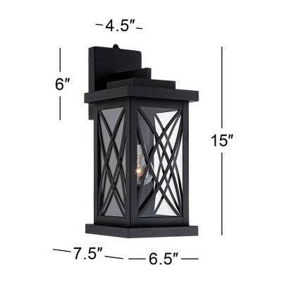 John Timberland Woodland Park Outdoor Wall Light Fixture Black Dusk To Dawn 15" Clear Glass For Post Exterior Barn Deck House Porch Yard Patio Home