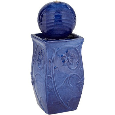Periwinkle 29 1/4" High Large Zen Outdoor Decor Blue Ceramic Floor Fountain With Light LED Standing Outside Garden Patio Yard