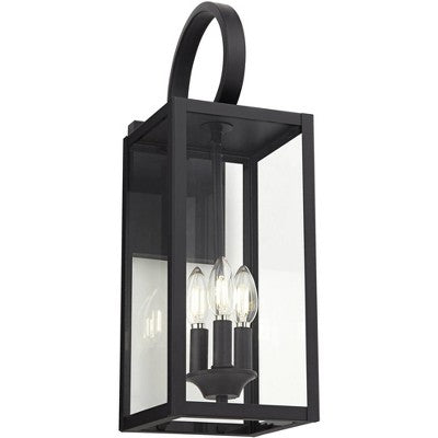 John Timberland Mira Modern Outdoor Wall Light Fixture Flat Black 21 1/2" Clear Glass For Post Exterior Barn Deck House Porch Yard Posts Patio Home