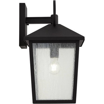 John Timberland Westmont 18" High Modern Outdoor Wall Light Fixture Mount Porch House Exterior Weatherproof Sand Black Aluminum Seeded Glass Shade