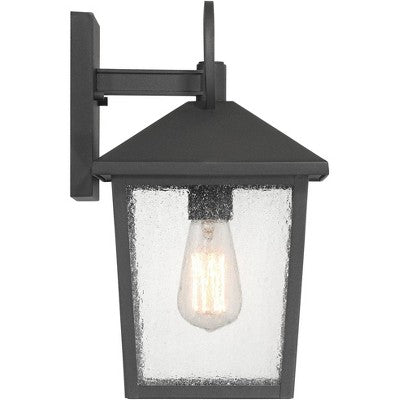 John Timberland Westmont 13 3/4" High Modern Outdoor Wall Light Fixture Mount Porch House Set Of 2 Weatherproof Sand Black Aluminum Seeded Glass Shade
