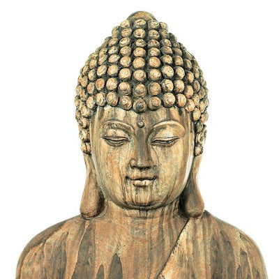 John Timberland Sitting Buddha Statue Sculpture Zen Decor Outdoor Garden Front Porch Patio Yard Outside Weathered Light Sandstone Finish 29 1/2" Tall