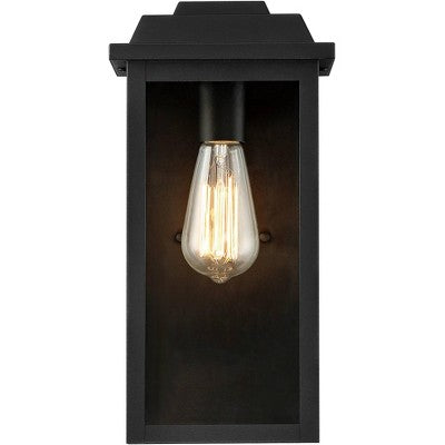 John Timberland Eastcrest Modern Outdoor Wall Light Fixture Textured Black 14" Clear Glass Panels For Post Exterior Barn Deck House Porch Yard Patio