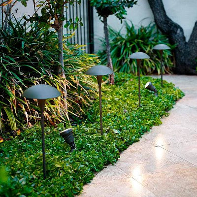 John Timberland Grant 18" High Bronze LED Mushroom Path Lights Set Of 2